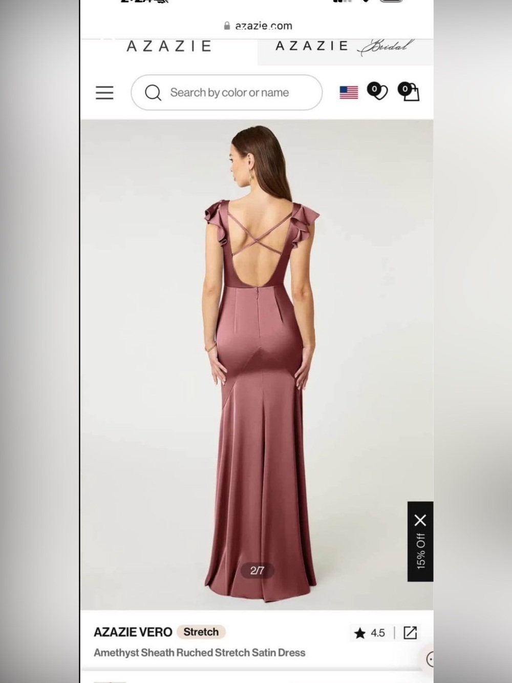 Azazie Vero Satin Amethyst NWT - Picture 2 of 7